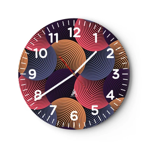 Relógio de parede - Relógio em vidro - Num ritmo circular - 30x30 cm