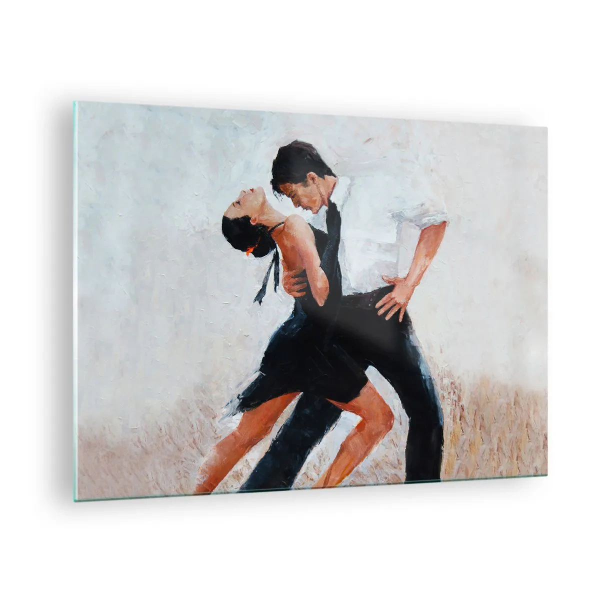 Quadro em vidro - Um casal dançando tango em uma pose dinâmica - 70x50cm - O tango dos meus sonhos - Decoração de parede moderna para a sala de estar e quarto ARTTOR