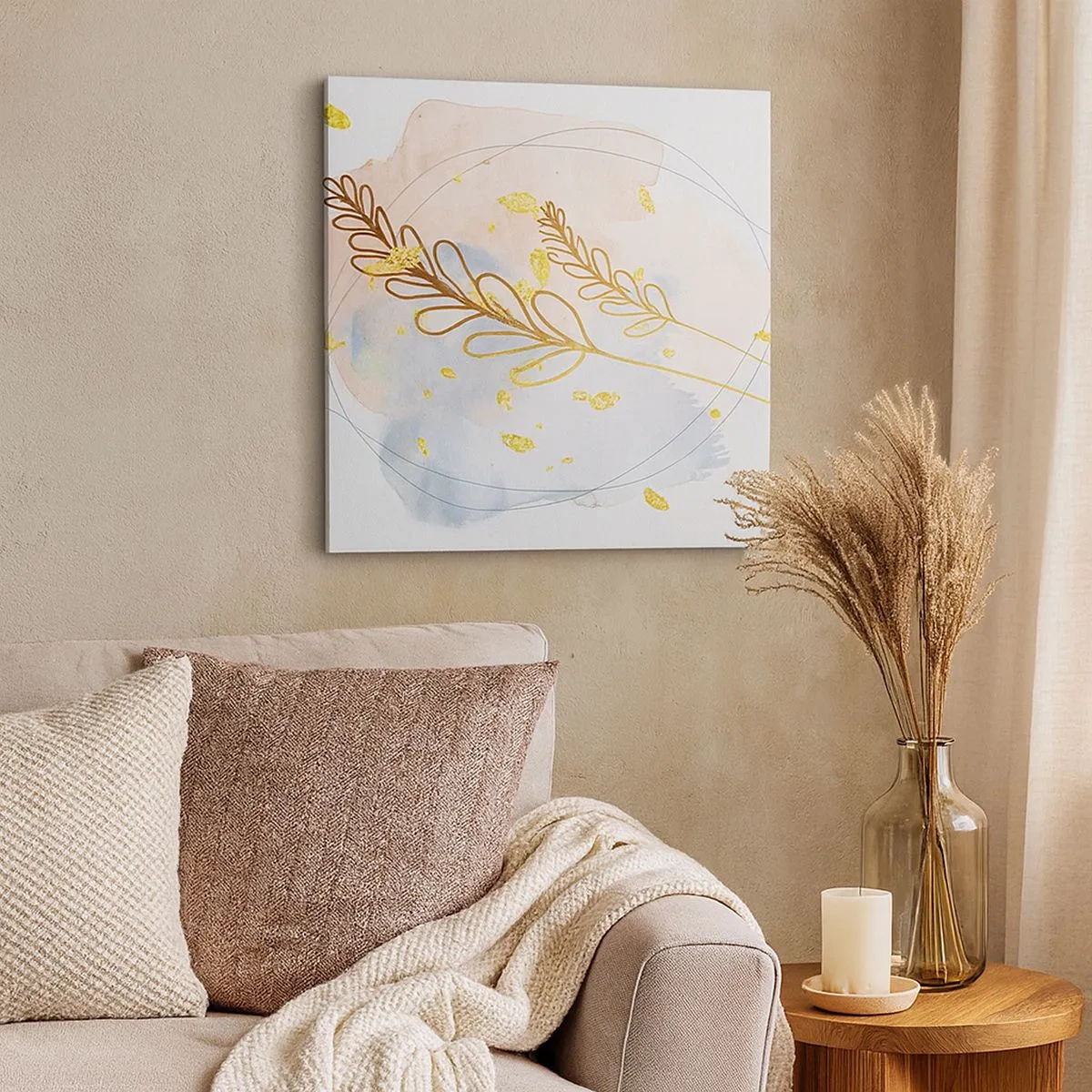 Quadro em tela - Explosão dourada - 30x30 cm