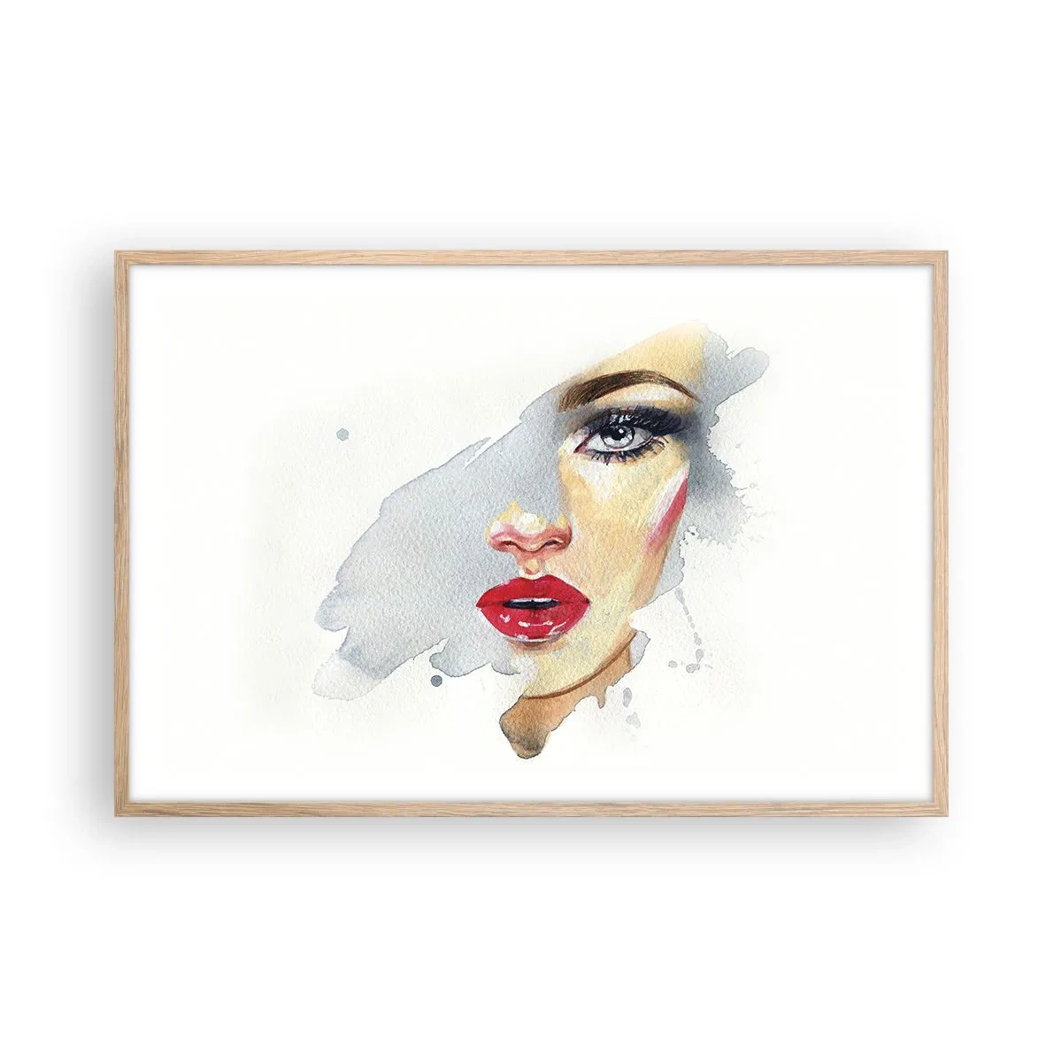 Pôster com moldura de carvalho claro - Reflexão numa gota de água - 91x61 cm