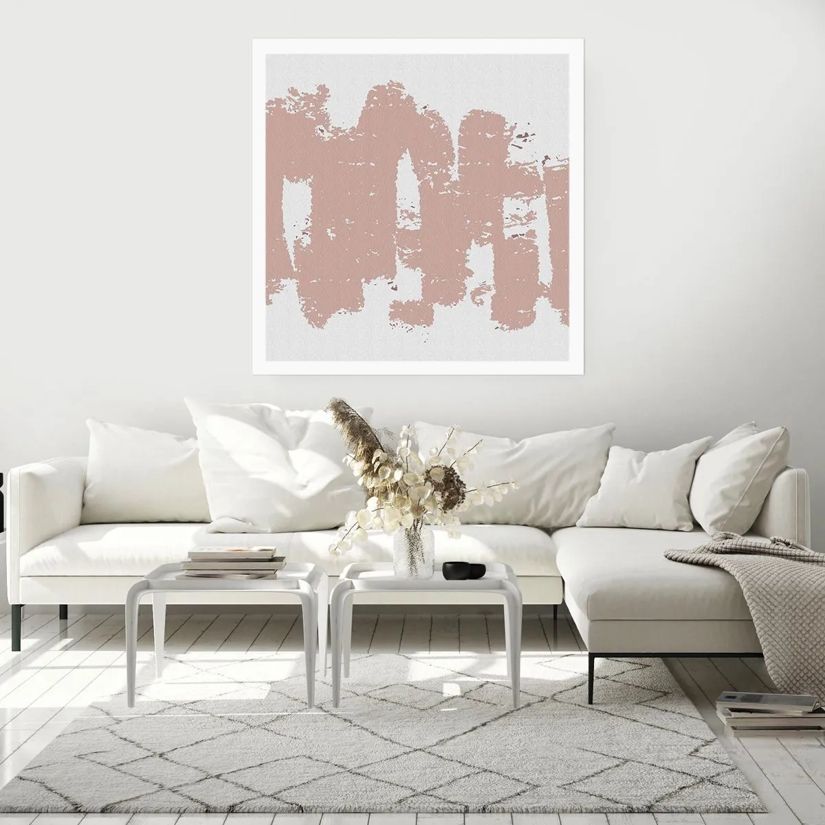Pôster - Abstração em rosa suave - 30x30 cm