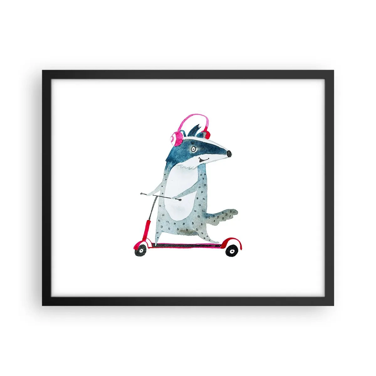 Pôster com moldura preta - A alegria do texugo - 50x40 cm