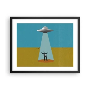 Pôster com moldura preta - Encontro próximo - 50x40 cm