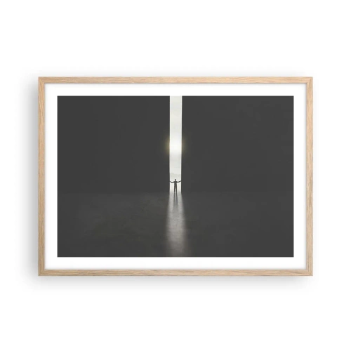 Pôster com moldura de carvalho claro - Um passo para um futuro brilhante - 70x50 cm