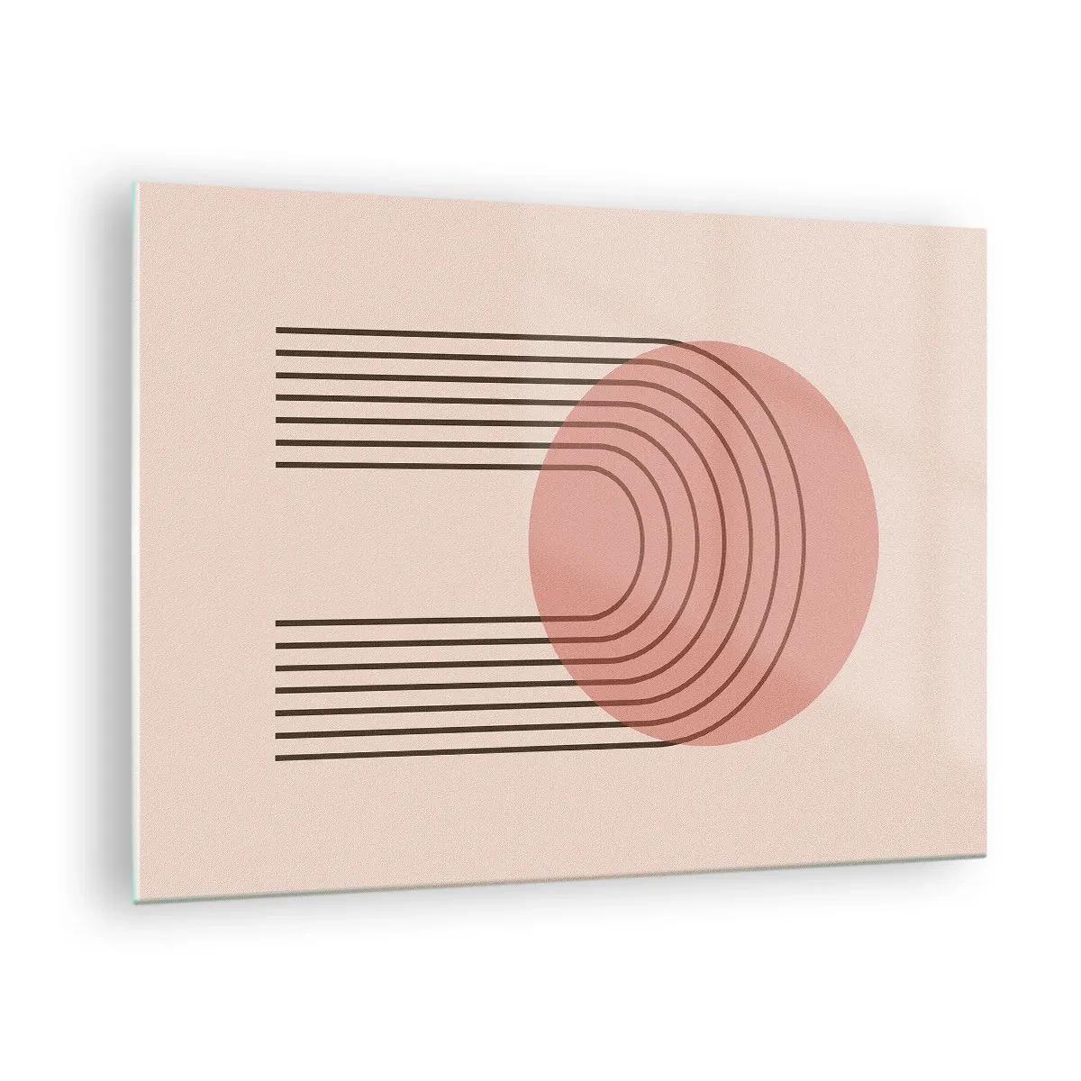 Quadro em vidro - Gráficos geométricos minimalistas em tons de bege - 70x50cm - Atração irresistível - Decoração de parede moderna para a sala de estar e quarto ARTTOR