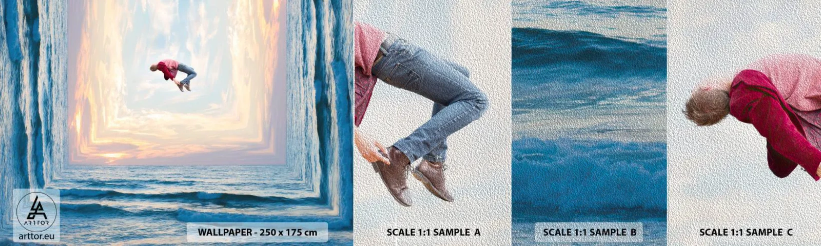 Amostra de papel de parede Premium Sand - Para outra dimensão - Abstração, Homem, Natureza - 100x30 cm