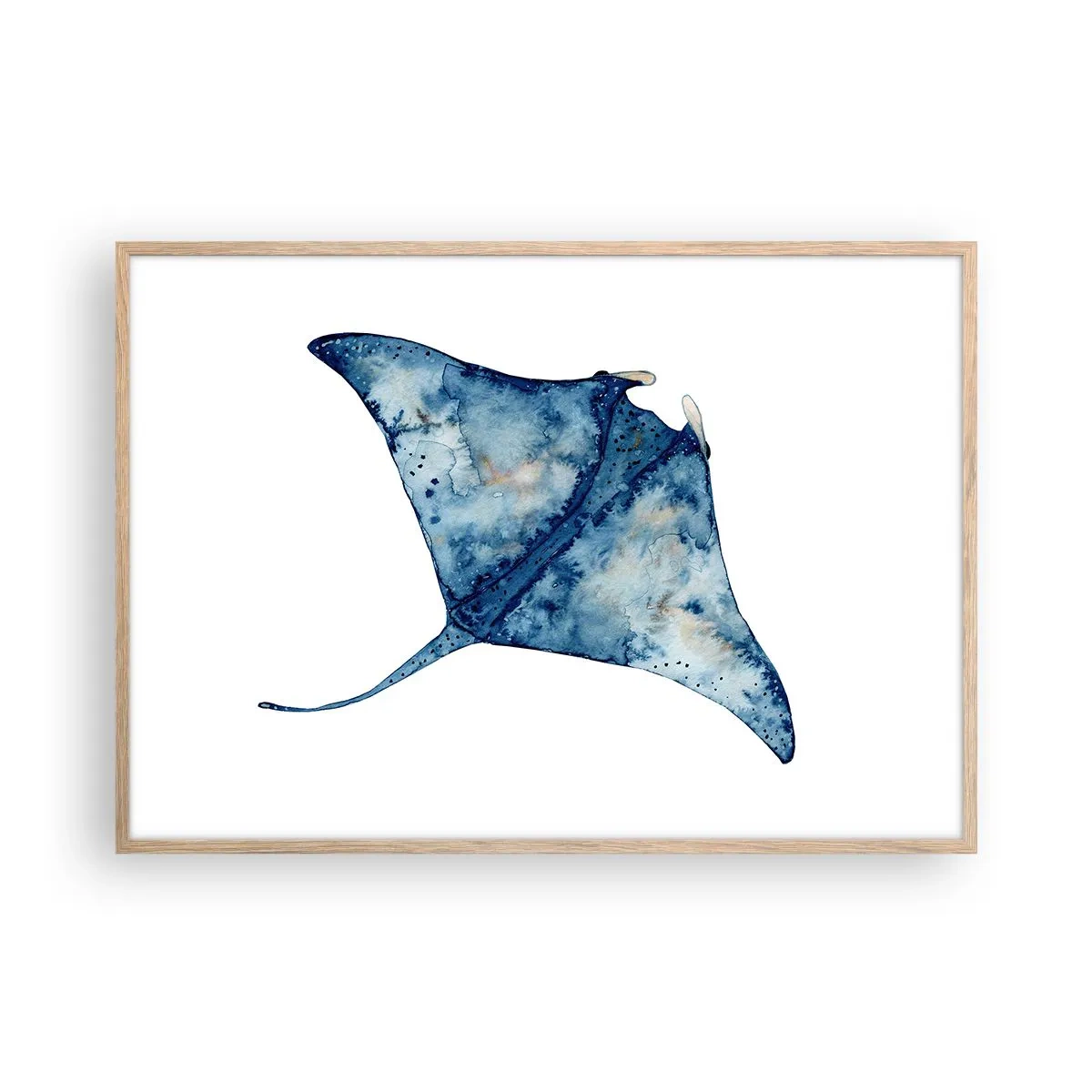 Pôster com moldura de carvalho claro - A vida em azul - 100x70 cm