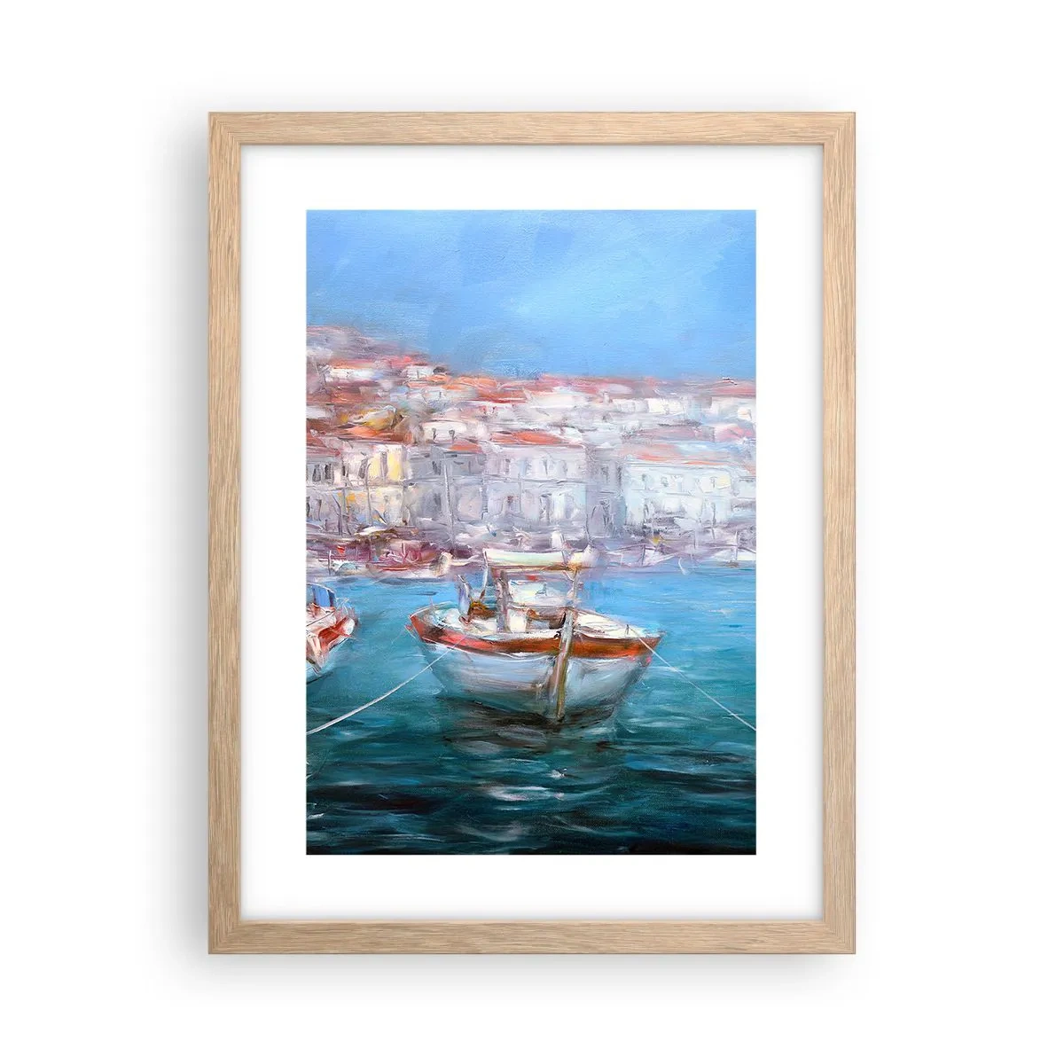 Pôster com moldura de carvalho claro - Baía italiana - 30x40 cm