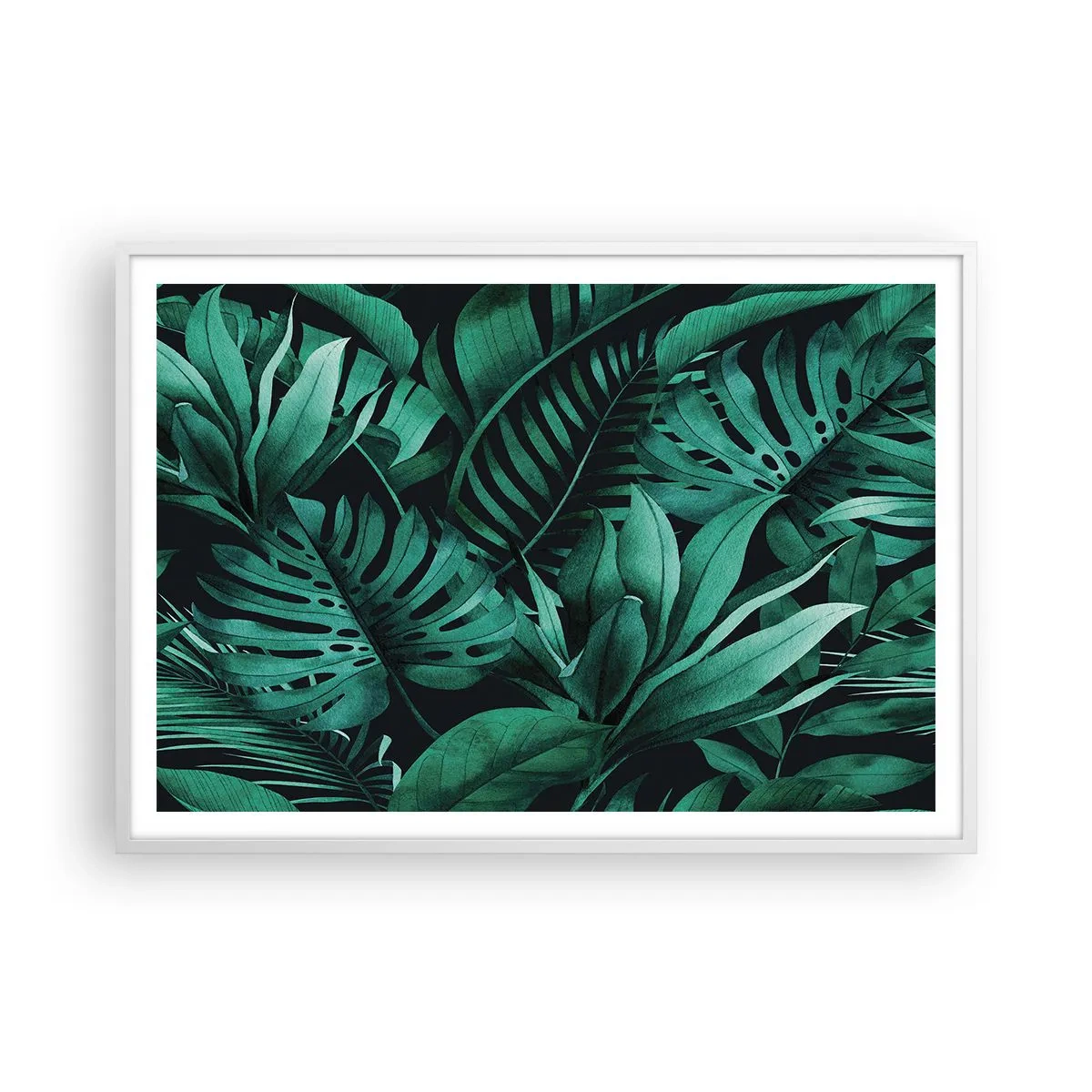 Pôster em moldura branca - A profundidade da vegetação tropical - 100x70 cm