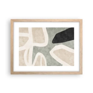 Pôster com moldura de carvalho claro - Composição com motivo preto - 40x30 cm