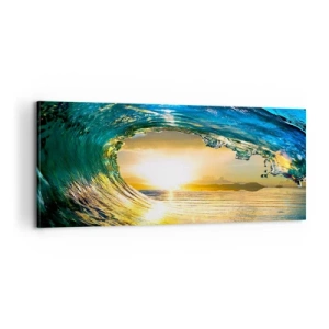 Quadro em tela - Em cristal esmeralda dourado - 100x40 cm