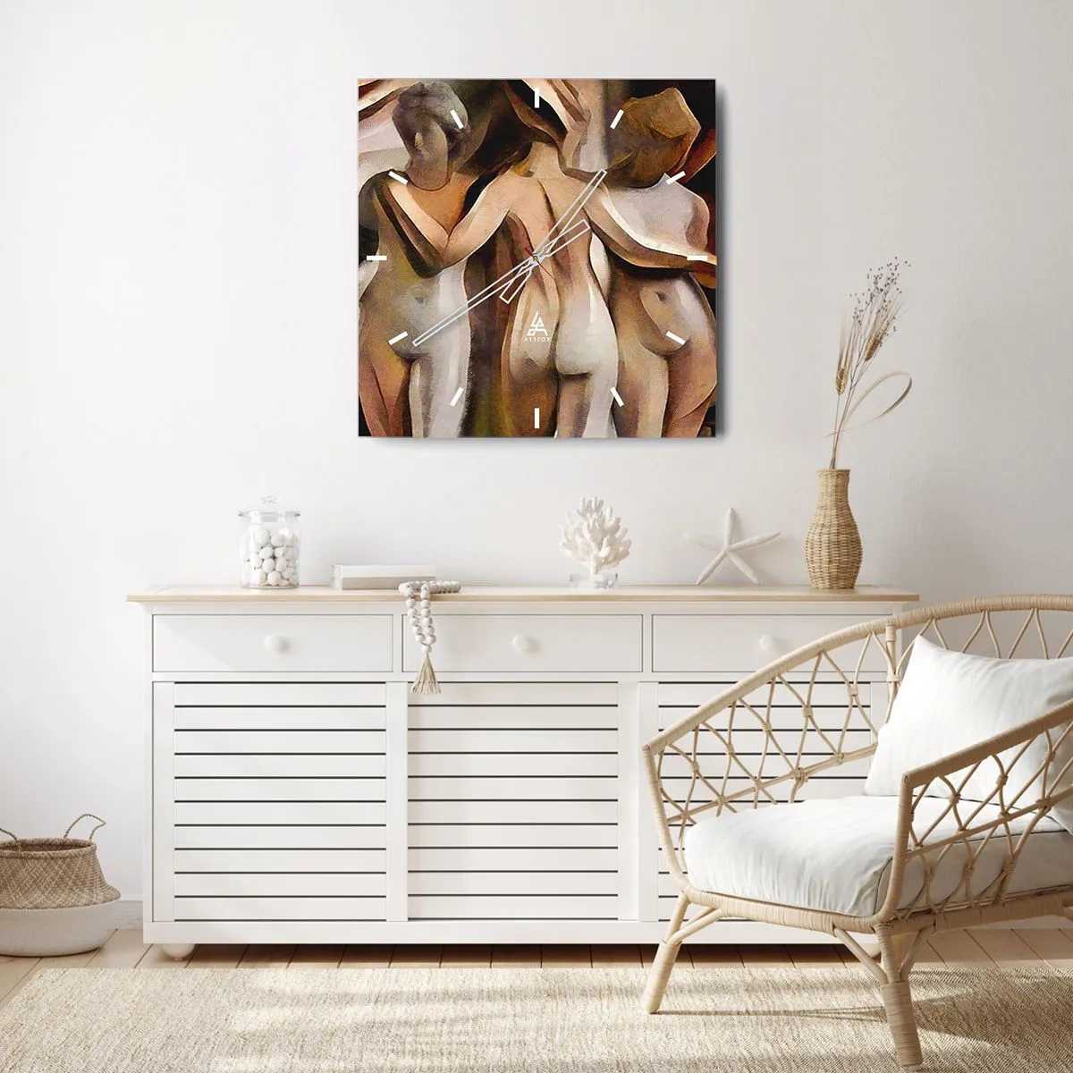 Relógio de parede - Relógio em vidro - Três Graças 2.0 - 40x40 cm