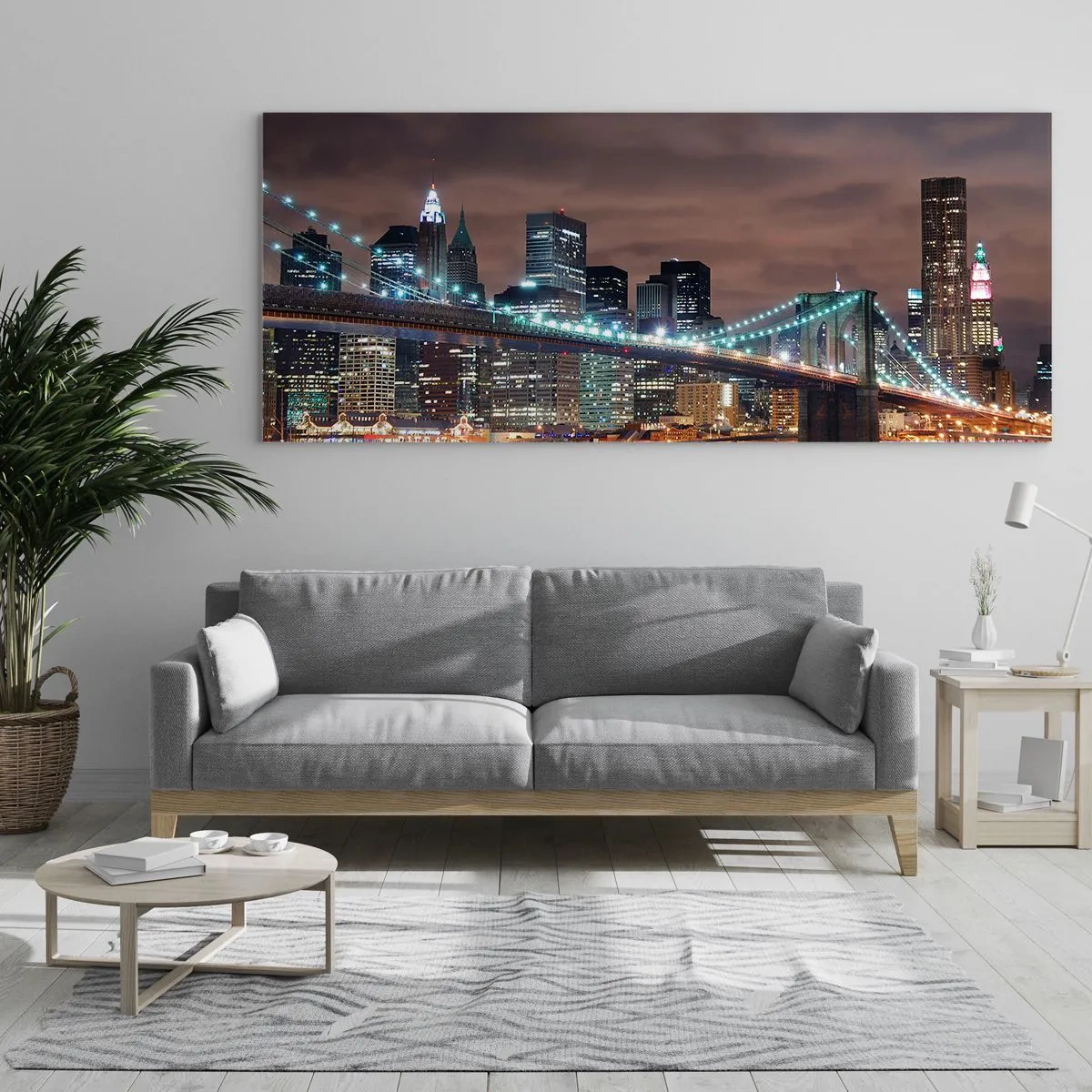Quadro em vidro - Luzes de uma cidade grande - 90x30 cm