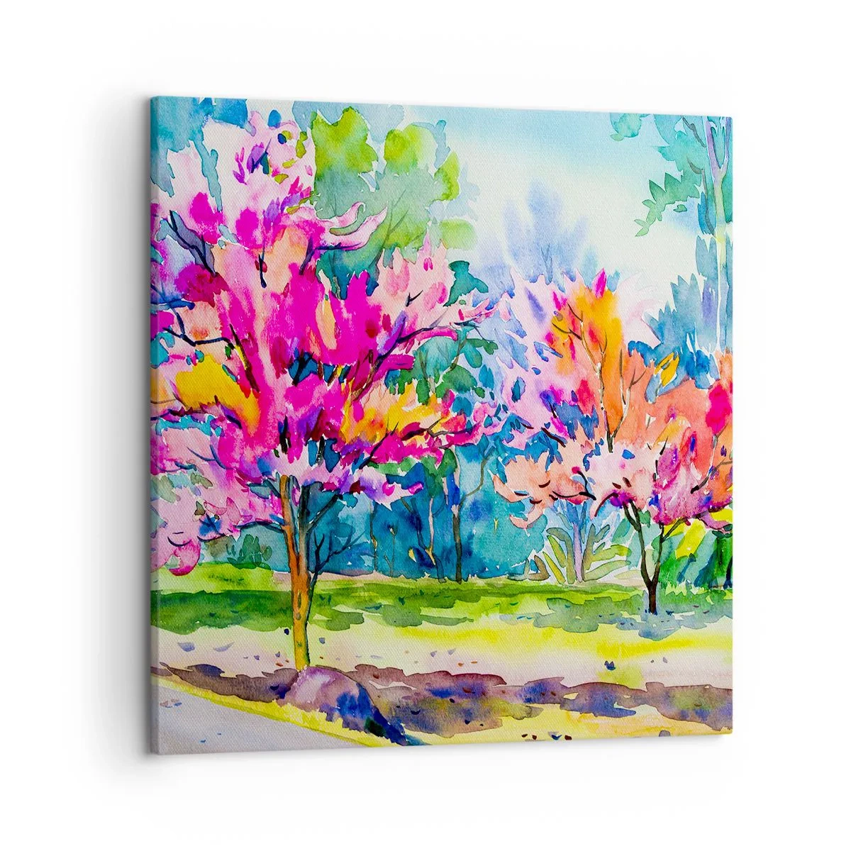 Quadro em tela - Um jardim arco-íris no brilho da primavera - 50x50 cm