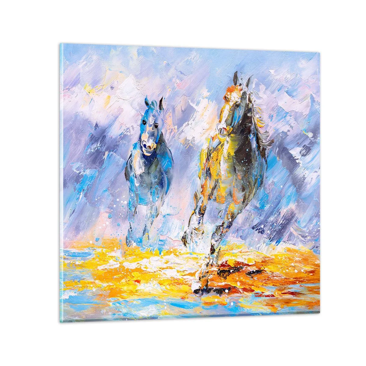 Quadro em vidro - Galopando através do brilho - 40x40 cm