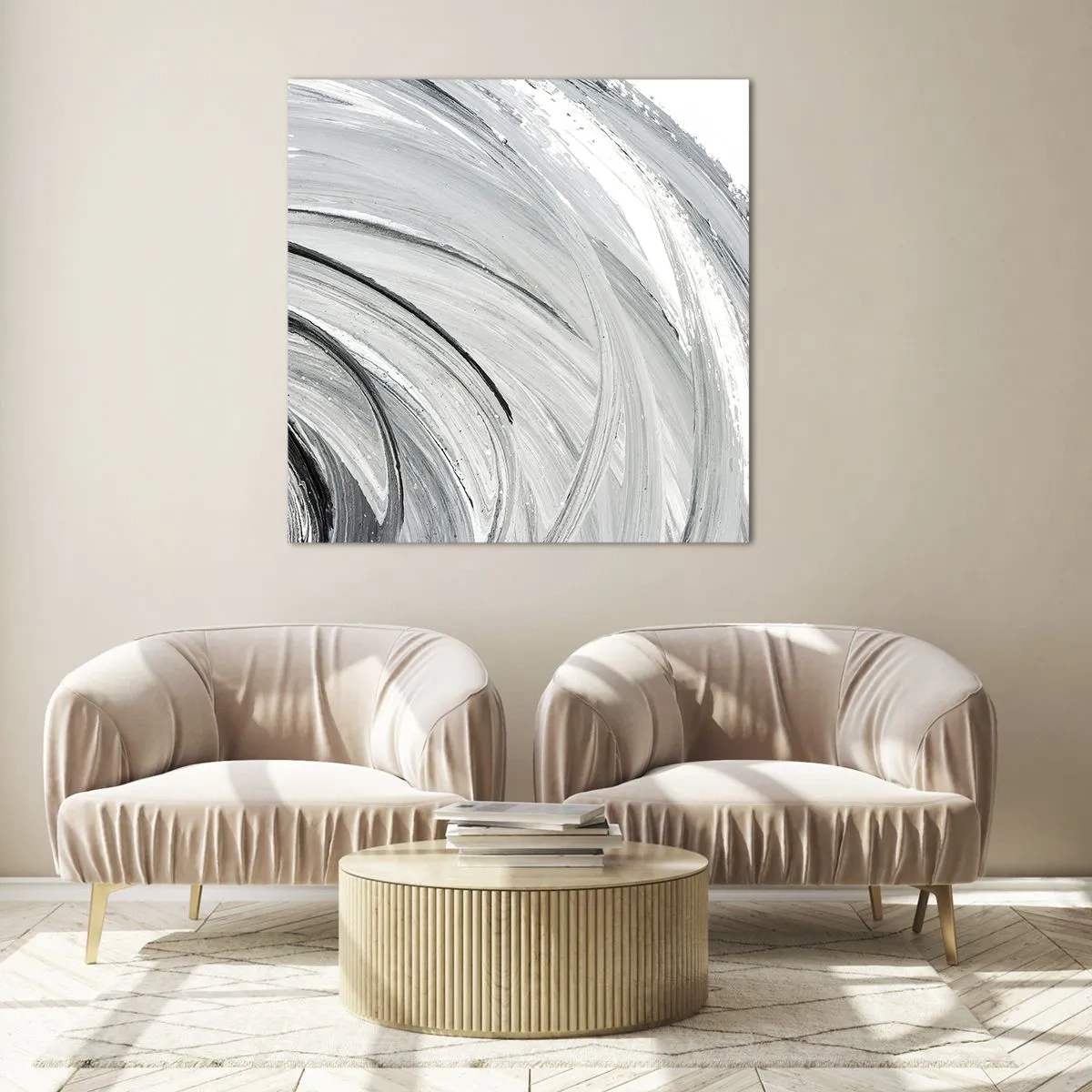 Quadro em vidro - Composição orbital - 30x30 cm