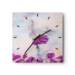 Relógio de parede - Relógio em vidro - Delicada como uma flor - 30x30 cm