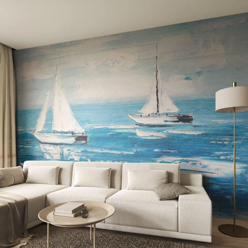 Papel de Parede Premium Sand - Com um amigo ao meu lado - Paisagem, Veleiros, Náutico - 100x70 cm