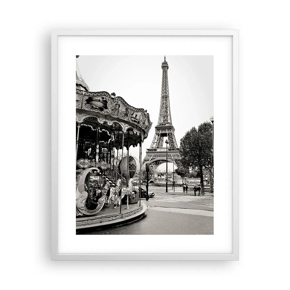 Pôster em moldura branca - Pensar em diversão é pensar em Paris - 40x50 cm