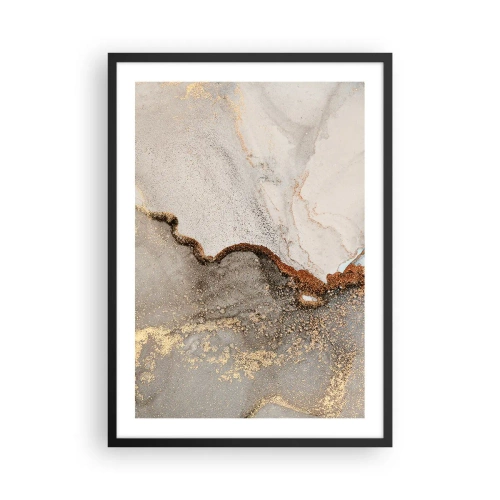 Pôster com moldura preta - Padrão abstrato de mármore com detalhes em ouro e cobre - 50x70cm - No limite das cores - Decoração de parede moderna para a sala de estar e quarto ARTTOR