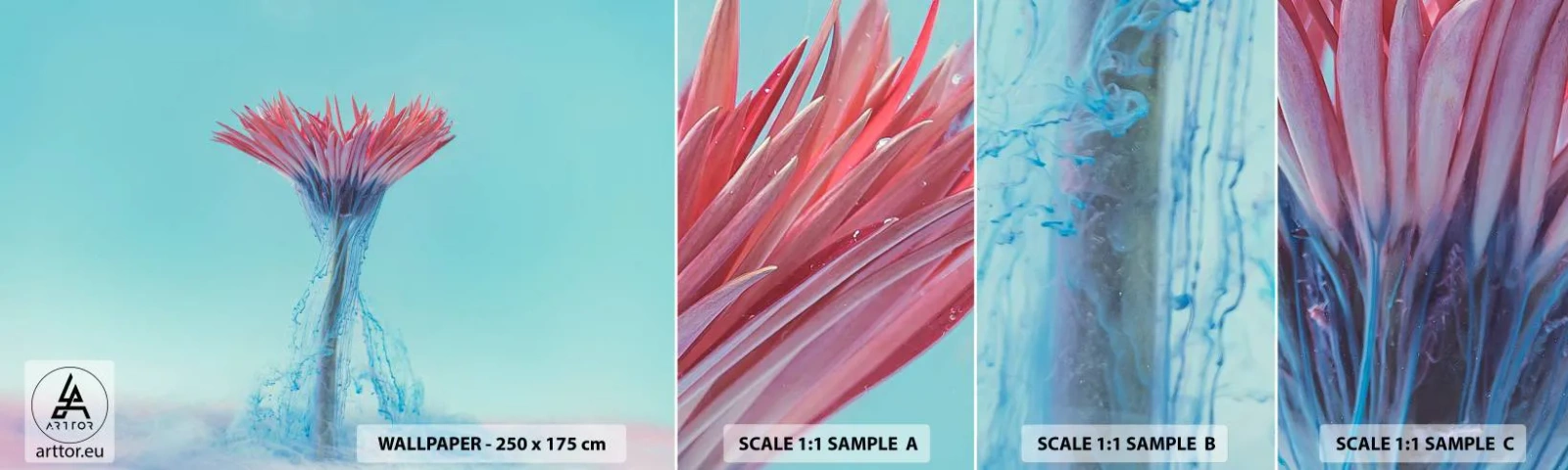 Amostra de papel de parede autocolante Deluxe Sticker - Num abraço revigorante - Abstração, Flor, Pedaço - 100x30 cm