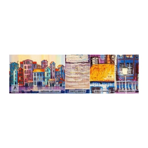 Amostra de papel de parede autocolante Deluxe Sticker - Uma cidade como de um conto de fadas - Pedaço, Cortiços, Cidade - 100x30 cm