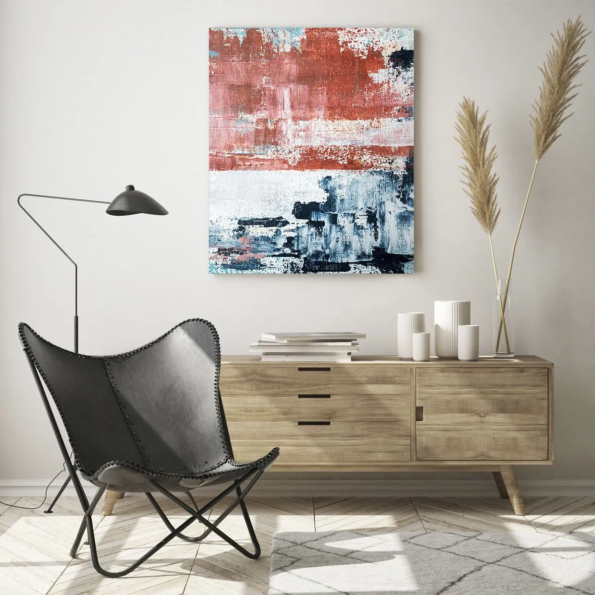 Quadro em vidro - Meio a meio abstrato - 50x70 cm
