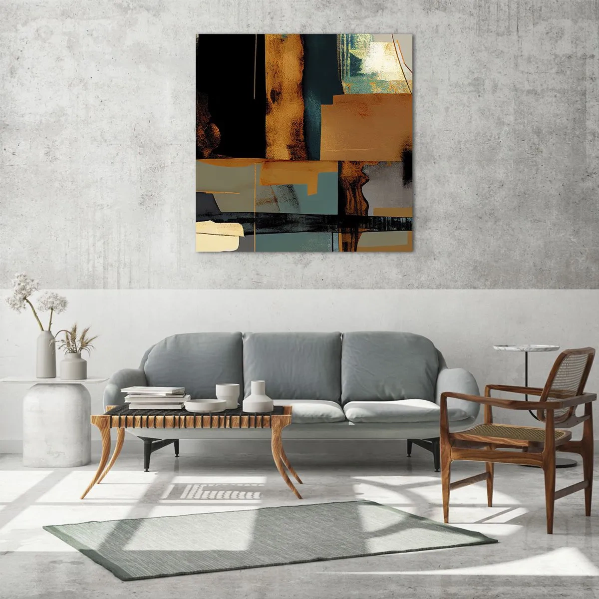 Quadro em vidro - Abstração – luz e sombra - 30x30 cm