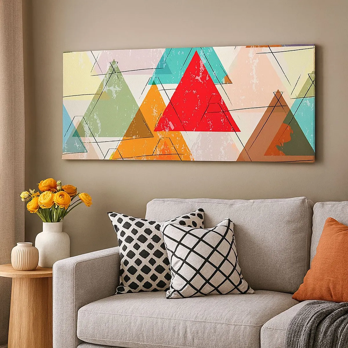 Quadro em tela - Três por três - 100x40 cm