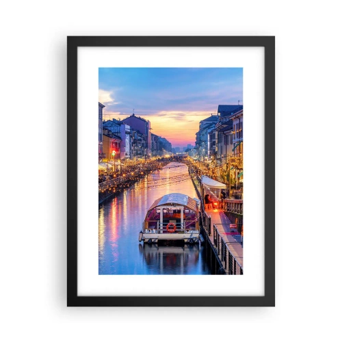 Pôster com moldura preta - Uma noite de luz e diversão - 30x40 cm