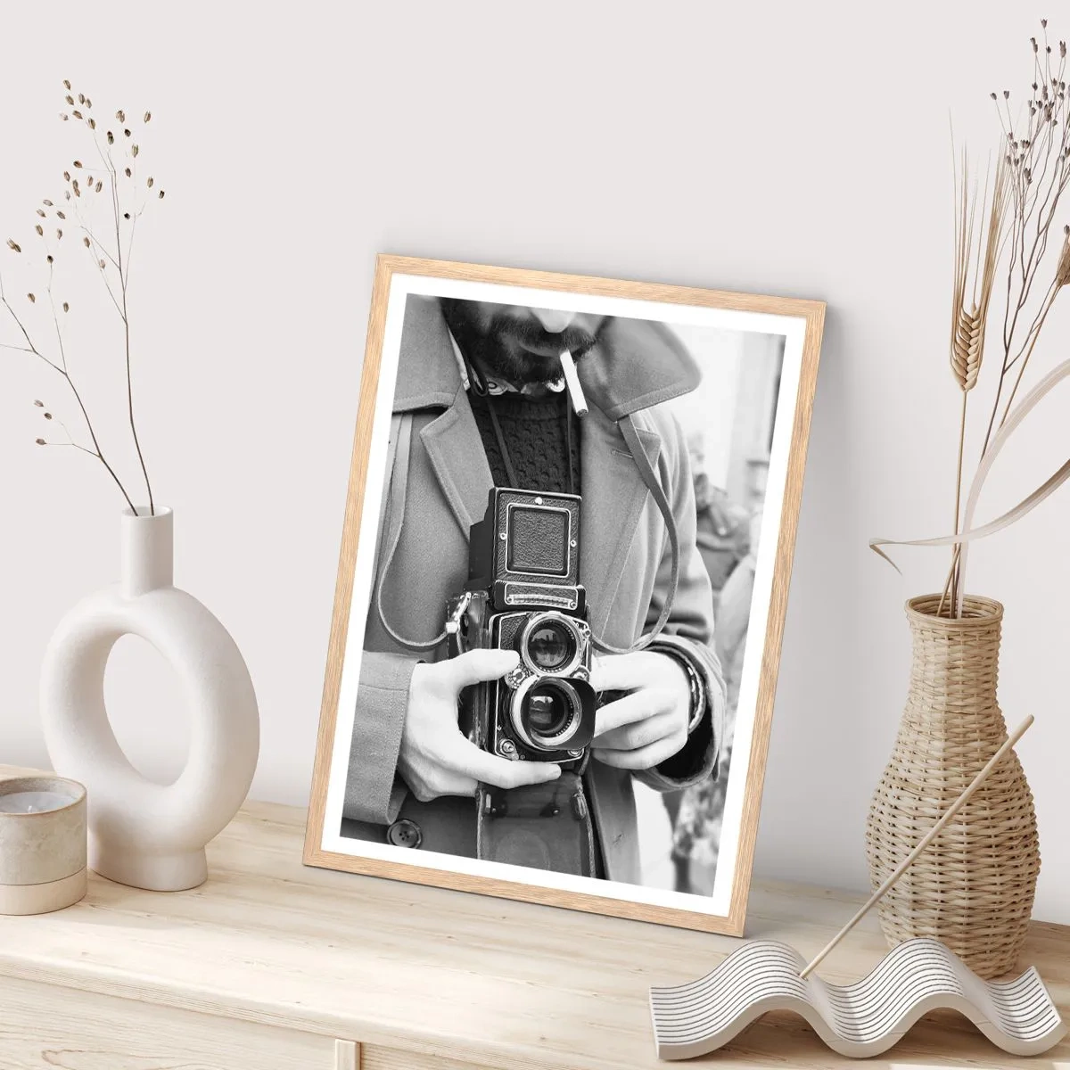 Pôster com moldura de carvalho claro - Estilo retro - 61x91 cm