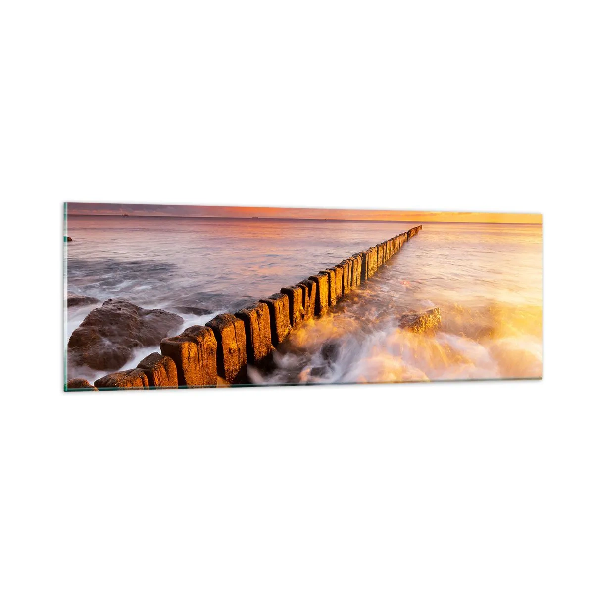 Quadro em vidro - A suavidade das ondas - 90x30 cm