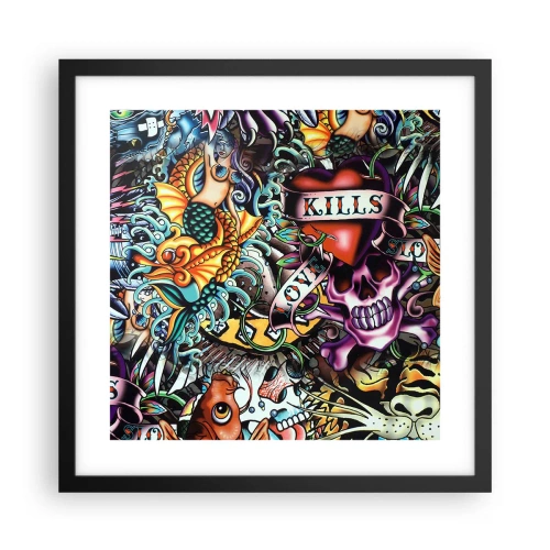 Pôster com moldura preta - O sonho do tatuador - 40x40 cm