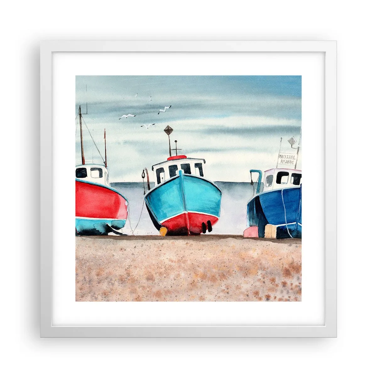 Pôster em moldura branca - Pronto para pescar - 40x40 cm