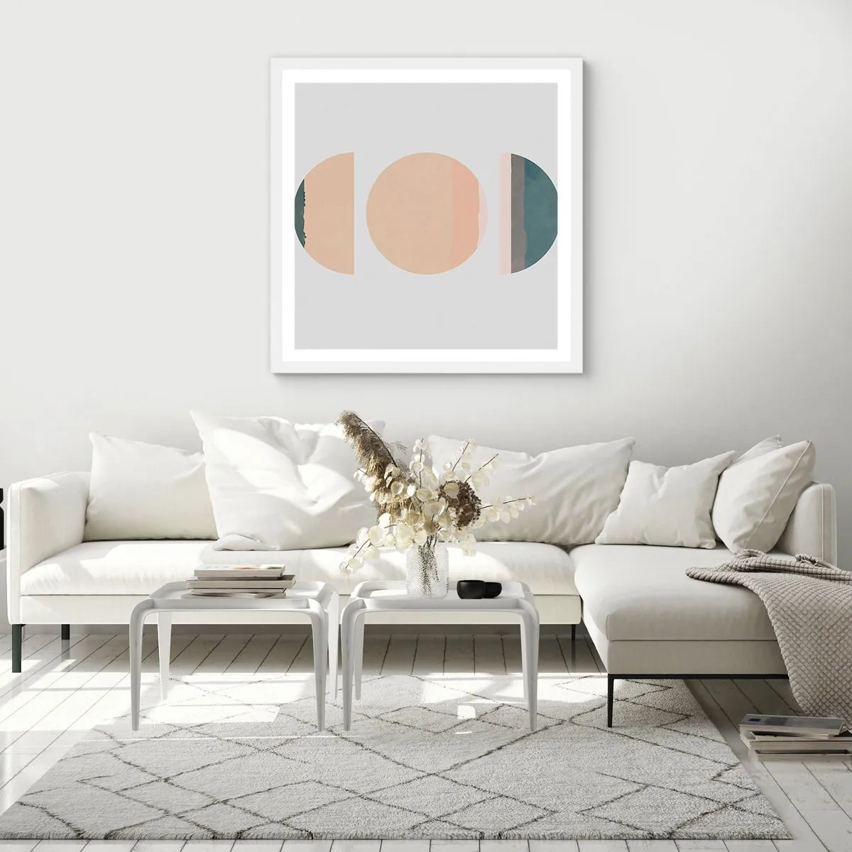 Pôster em moldura branca - Círculo entre círculos - 60x60 cm