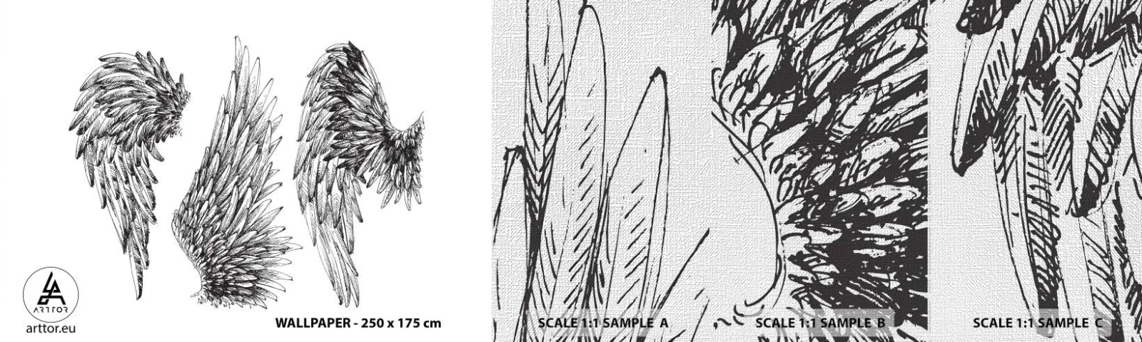 Amostra de papel de parede Premium Canvas - Você também pode se tornar um anjo - Pena de pássaro, Asas, Gráficos - 100x30 cm