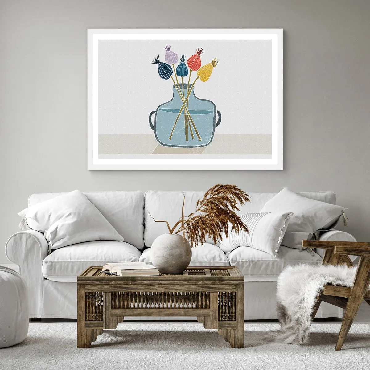 Pôster em moldura branca - Como semeou a papoula - 40x40 cm