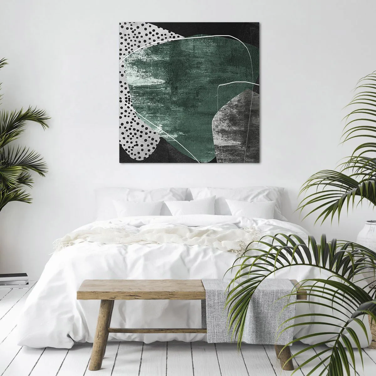 Quadro em tela - Abstração colorida com folha de ouro - 40x40 cm