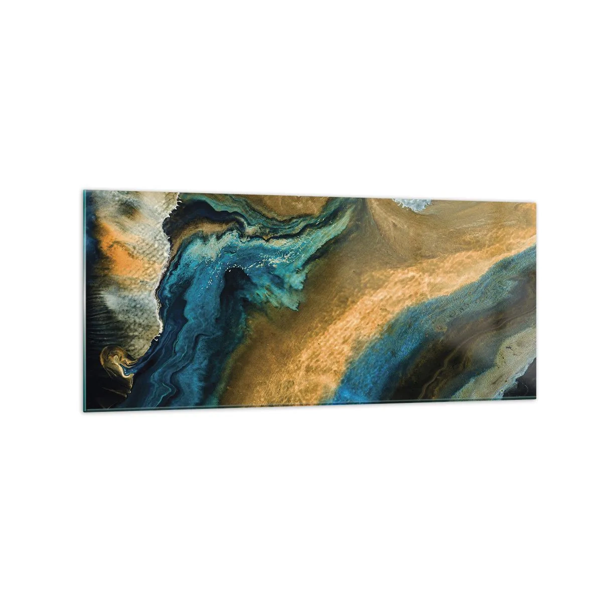 Quadro em vidro - Azul – amarelo – influências mútuas - 120x50 cm