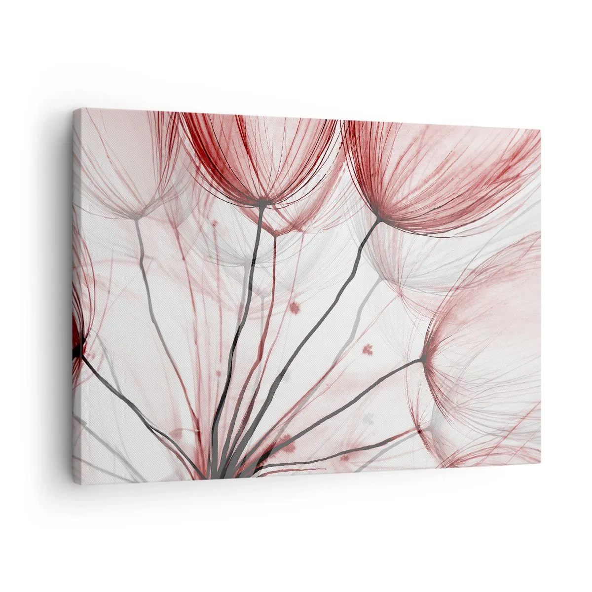 Quadro em tela - Flores delicadas em tons de vermelho sobre fundo claro - 70x50cm - Antes da partida - Decoração de parede moderna para a sala de estar e quarto ARTTOR