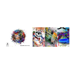 Amostra de Papel de Parede Standard Eco - À espreita atrás do véu arco-íris - Abstração, Tigre, Gráficos - 100x30 cm
