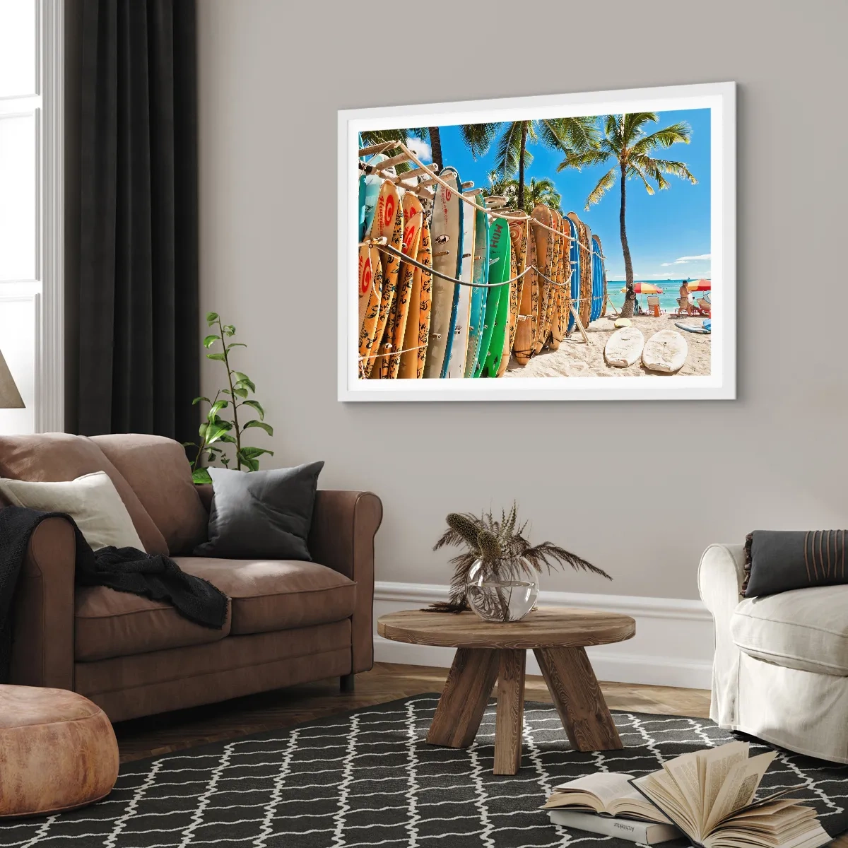 Pôster em moldura branca - Diversão ensolarada - 91x61 cm