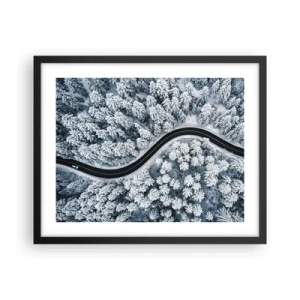 Pôster com moldura preta - Pelaa floresta no inverno - 50x40 cm