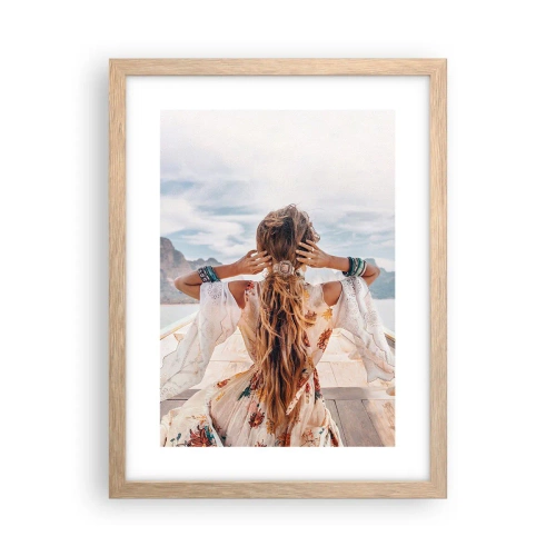 Pôster com moldura de carvalho claro - A caminho da felicidade - 30x40 cm