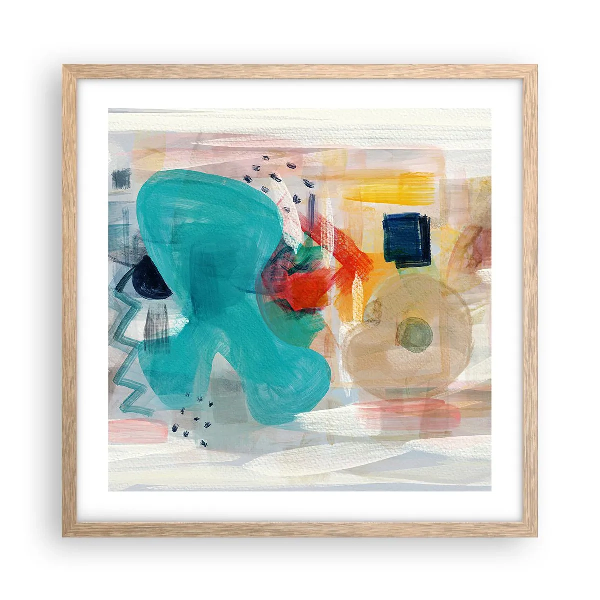 Pôster com moldura de carvalho claro - Jogo colorido - 50x50 cm