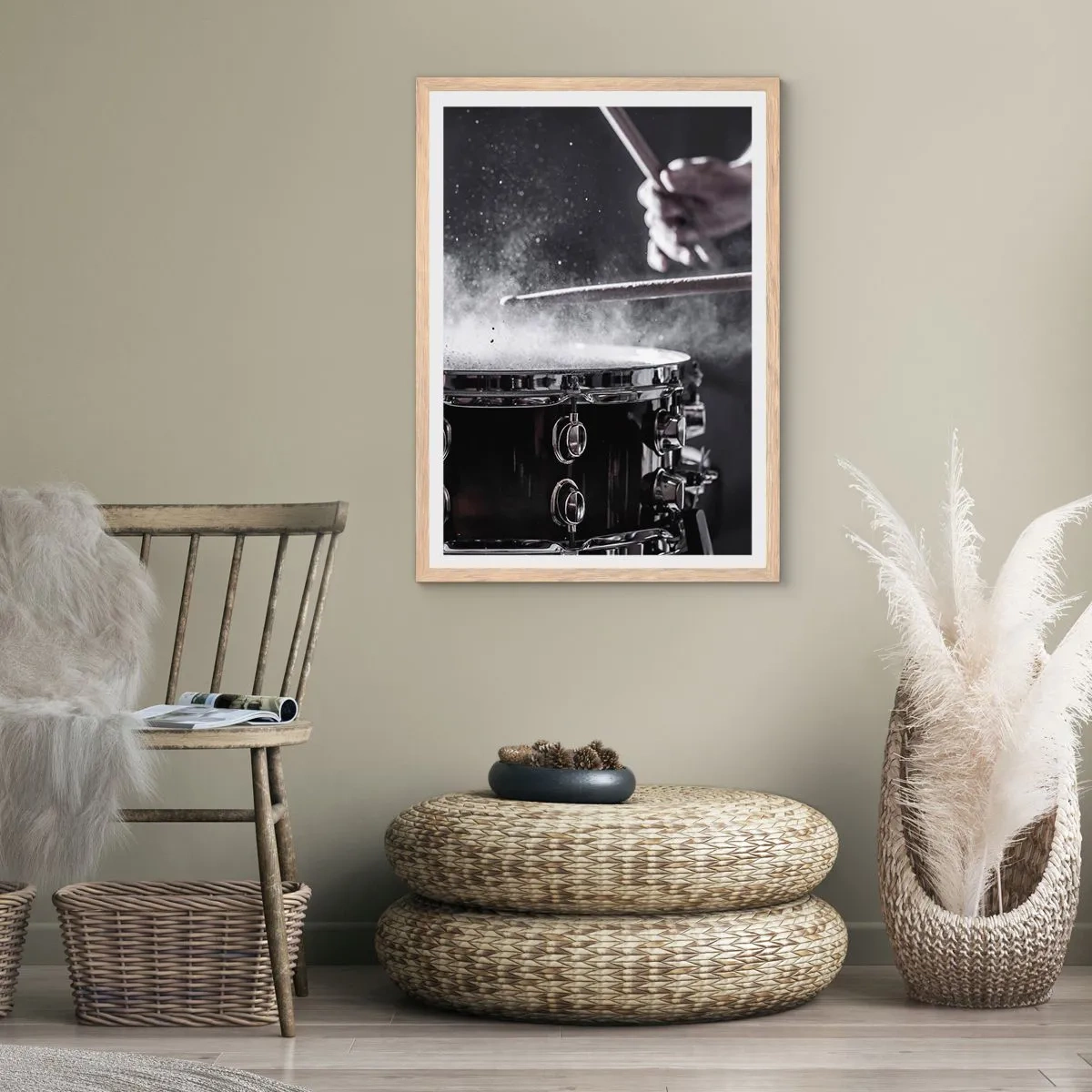 Pôster com moldura de carvalho claro - Pulso da música - 50x70 cm