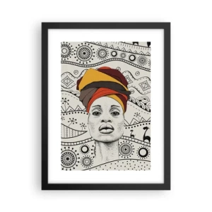 Pôster com moldura preta - Retrato africano - 30x40 cm