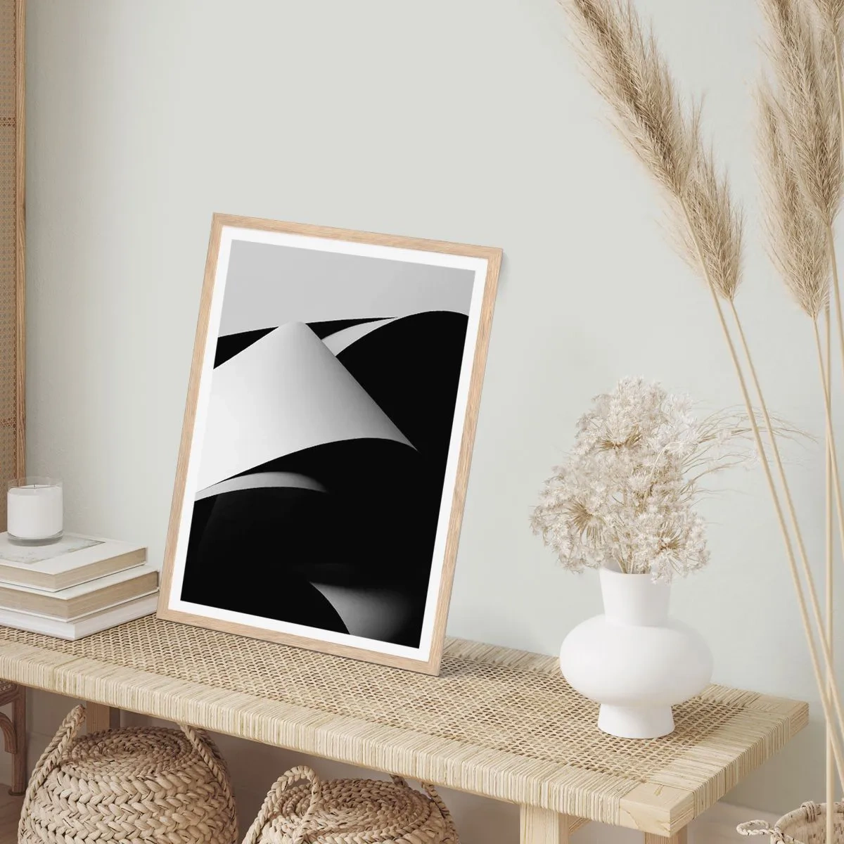 Pôster com moldura de carvalho claro - Planos de luz das profundezas da sombra - 40x50 cm