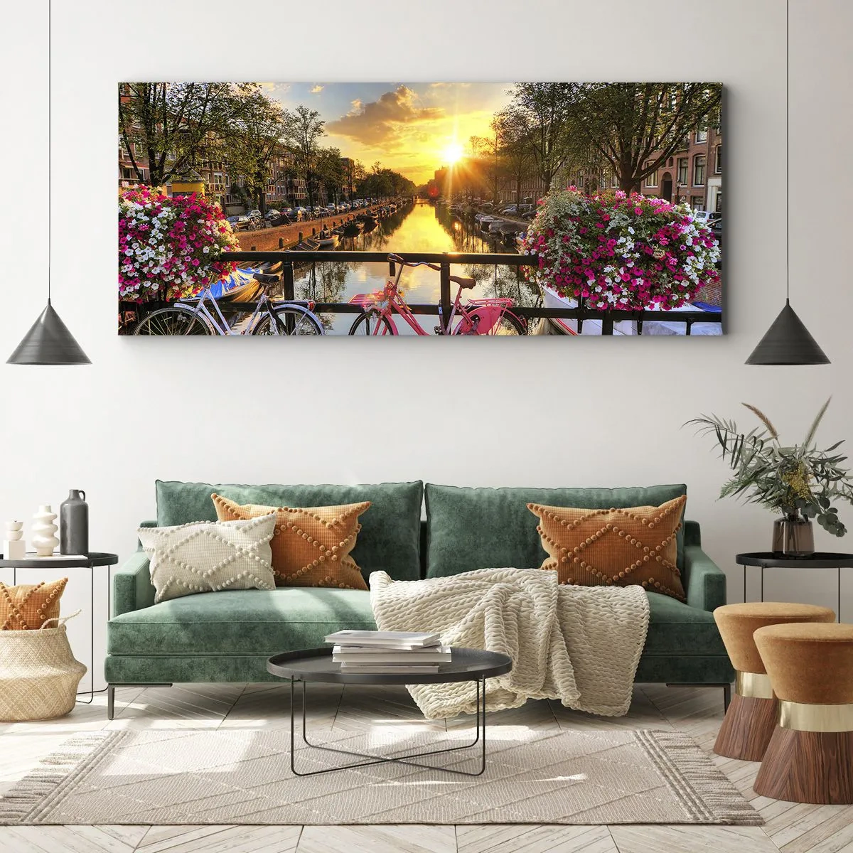 Quadro em tela - Manhã de primavera em Amsterdã - 100x40 cm