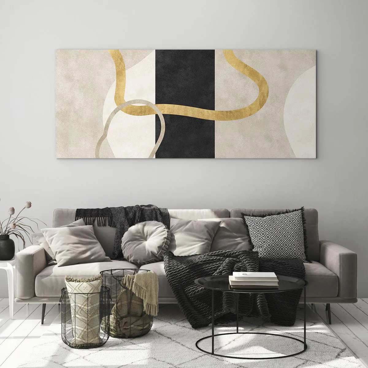 Quadro em vidro - Formas em loop - 140x50 cm